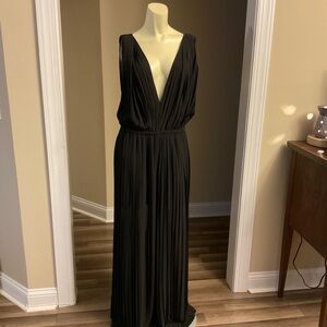 Sophisticated Black Maxi Wide Leg Jumpsuit Dress